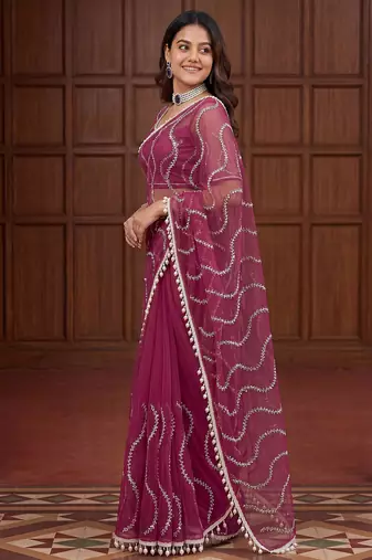 Designer beads embroidery saree