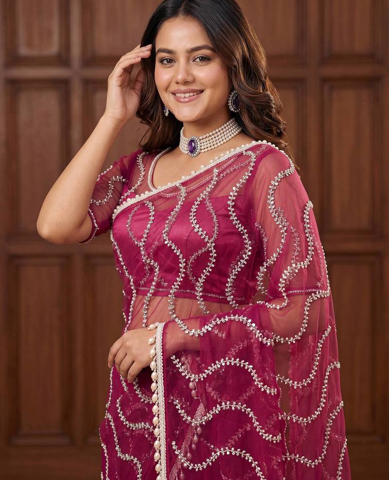 Designer beads embroidery saree