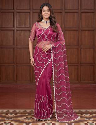Designer beads embroidery saree 4
