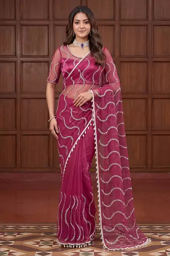 Designer beads embroidery saree