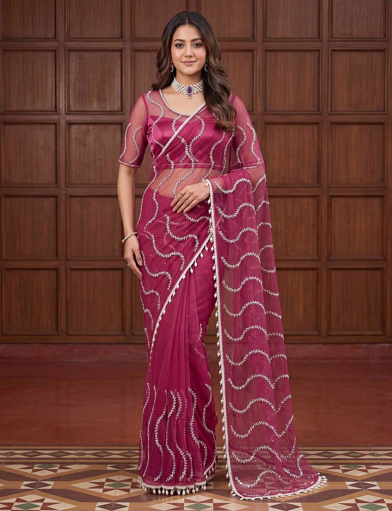 Designer beads embroidery saree