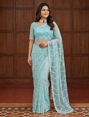 Designer beads embroidery saree 2