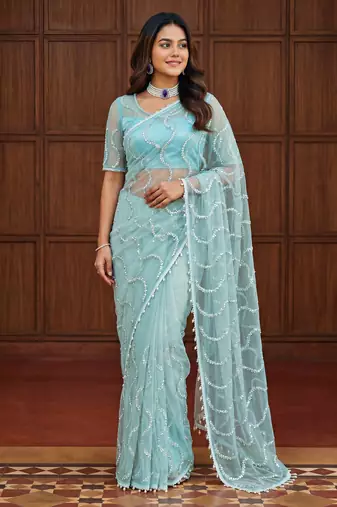 Designer beads embroidery saree