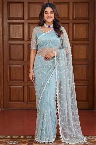 Designer beads embroidery saree