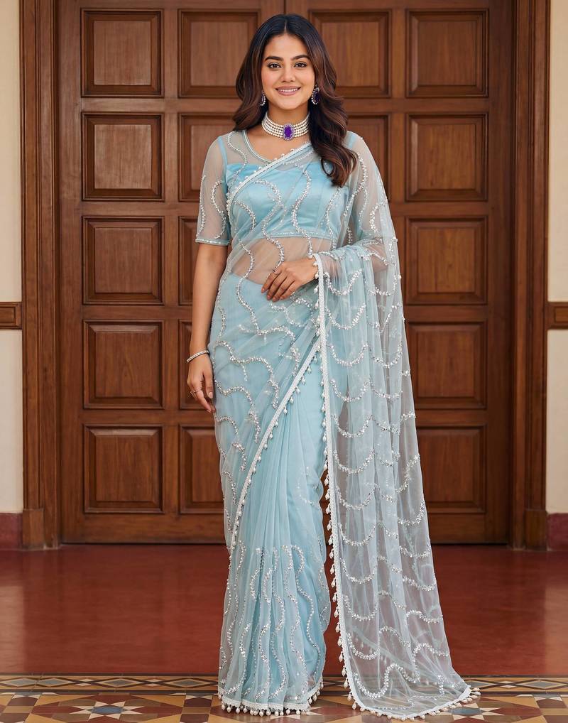 Designer beads embroidery saree