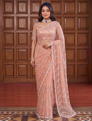 Designer beads embroidery saree 1