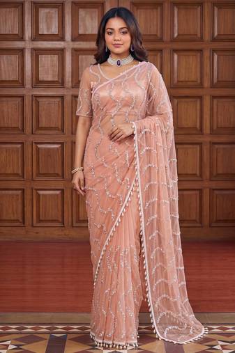 Designer beads embroidery saree