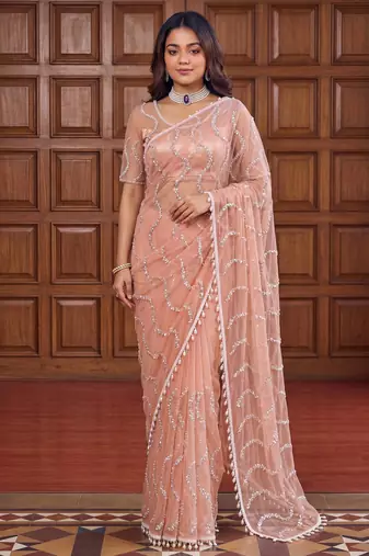 Designer beads embroidery saree