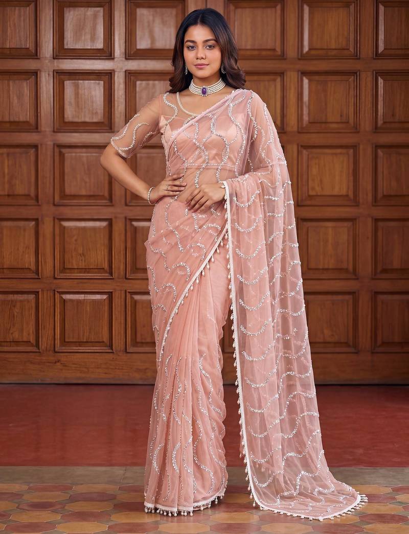 Designer beads embroidery saree