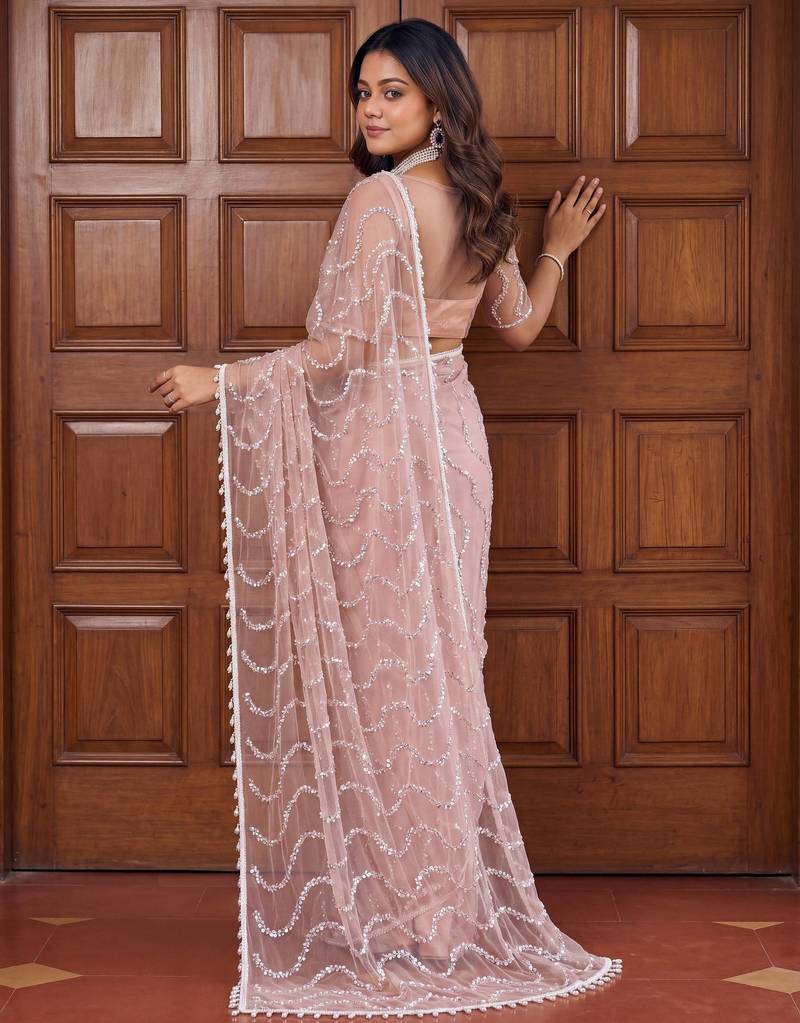 Designer beads embroidery saree