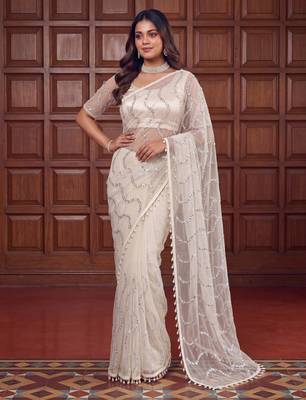 Designer beads embroidery saree 1