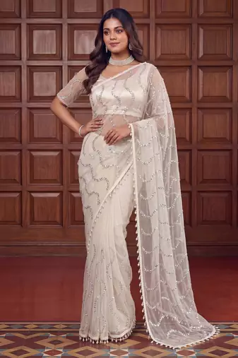 Designer beads embroidery saree