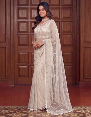 Designer beads embroidery saree 2