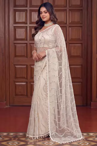 Designer beads embroidery saree
