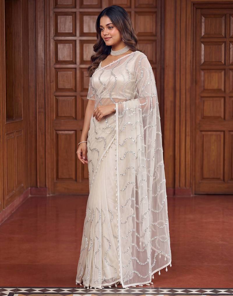 Designer beads embroidery saree