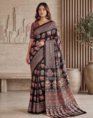 Designer ajrak digital print saree for festive 2