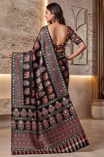 Designer ajrak digital print saree for festive