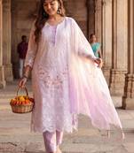 Women Ethnic Motifs Embroidered Regular Thread Work Kurta with Trousers & With Dupatta
