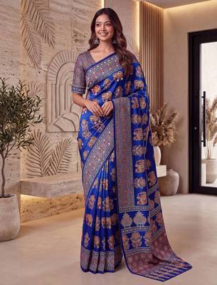 Designer ajrak digital print saree for festive 1