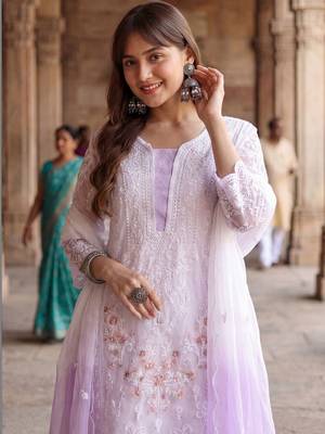 Women Ethnic Motifs Embroidered Regular Thread Work Kurta with Trousers & With Dupatta 2