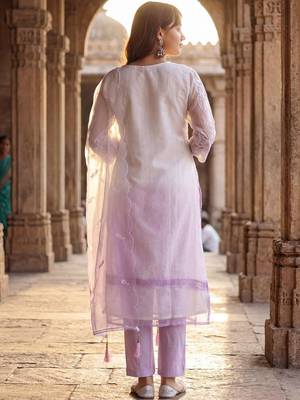 Women Ethnic Motifs Embroidered Regular Thread Work Kurta with Trousers & With Dupatta 5