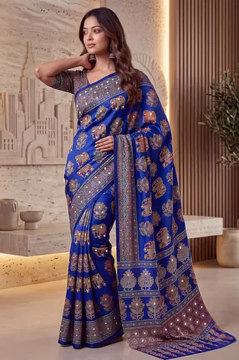 Designer ajrak digital print saree for festive