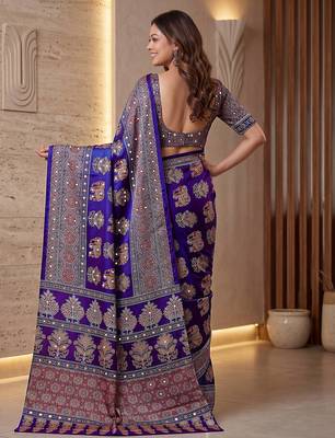 Designer ajrak digital print saree for festive 4