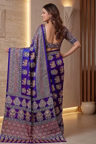 Designer ajrak digital print saree for festive