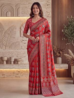 Designer ajrak digital print saree for festive 2