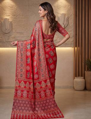 Designer ajrak digital print saree for festive 4