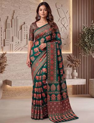 Designer ajrak digital print saree for festive 1