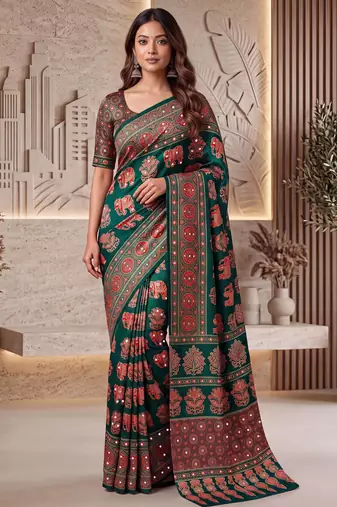 Designer ajrak digital print saree for festive