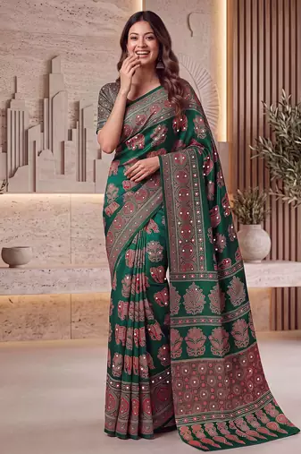 Designer ajrak digital print saree for festive