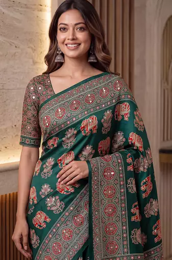 Designer ajrak digital print saree for festive