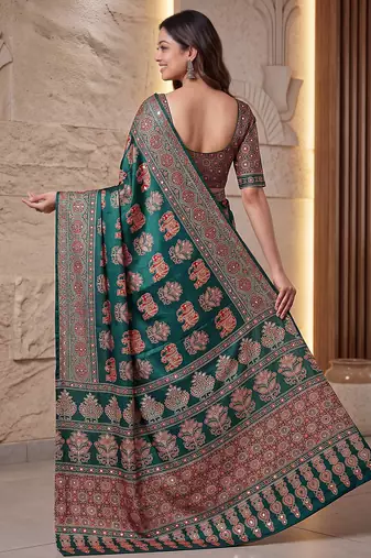 Designer ajrak digital print saree for festive