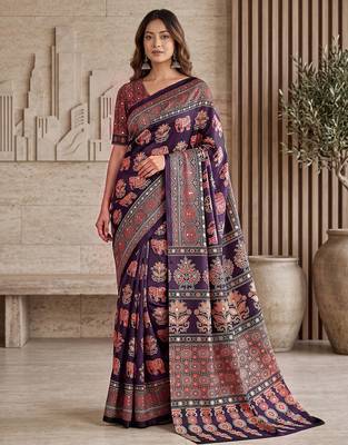 Designer ajrak digital print saree for festive 1