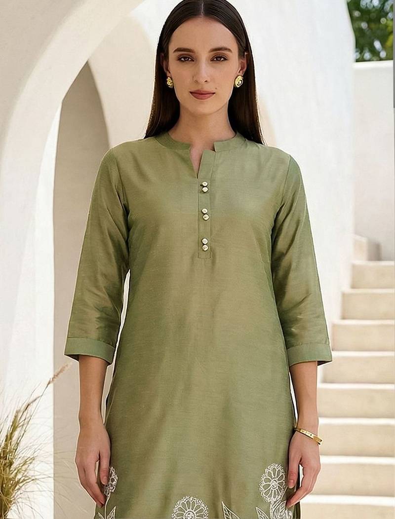 Women Floral Embroidered Regular Thread Work Kurta with Trousers