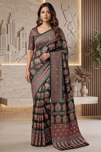 Designer ajrak digital print saree for festive