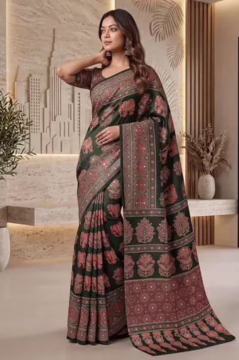 Designer ajrak digital print saree for festive