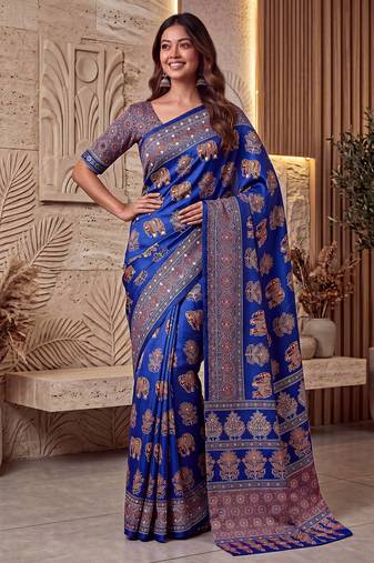 Designer ajrak digital print saree for festive