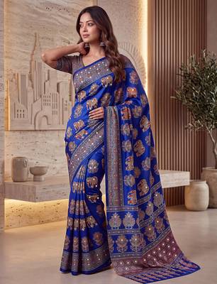 Designer ajrak digital print saree for festive 2