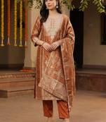 Women Ethnic Motifs Regular Thread Work Kurta with Trousers & With Dupatta