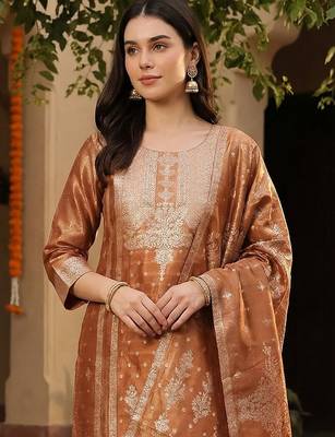 Women Ethnic Motifs Regular Thread Work Kurta with Trousers & With Dupatta 2
