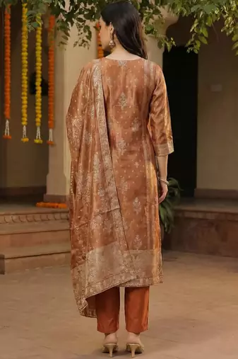 Women Ethnic Motifs Regular Thread Work Kurta with Trousers & With Dupatta