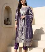 Women Ethnic Motifs Regular Kurta with Trousers & With Dupatta