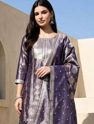 Women Ethnic Motifs Regular Kurta with Trousers & With Dupatta 2
