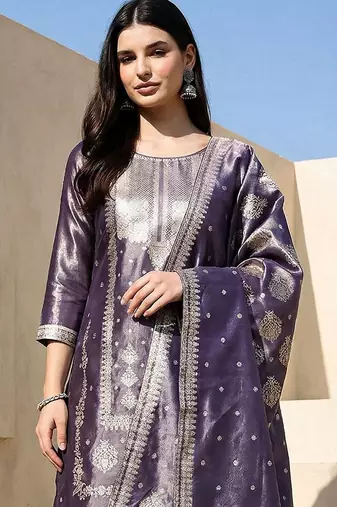 Women Ethnic Motifs Regular Kurta with Trousers & With Dupatta
