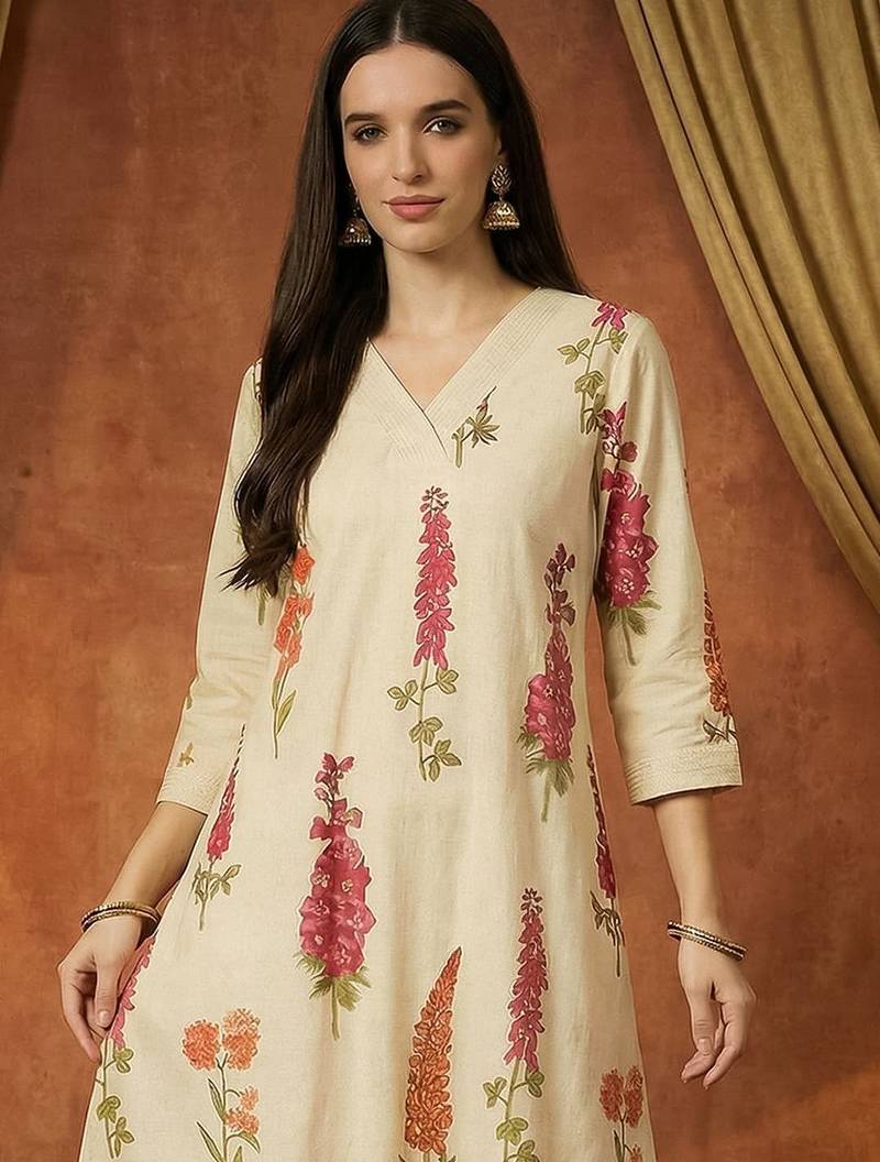 Women Floral Printed Regular Kurta with Trousers