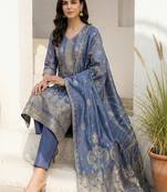 Women Ethnic Motifs Regular Liva Kurta with Trousers & With Dupatta