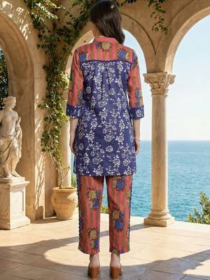 Women Floral Printed Regular Pure Cotton Kurti with Trousers 5